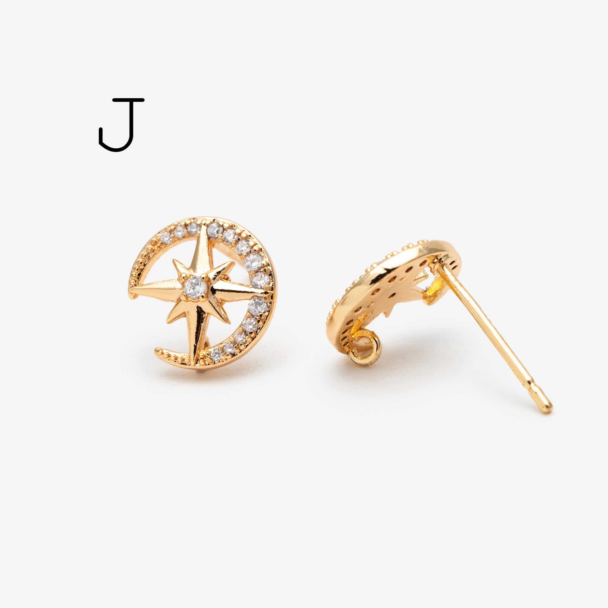 10pcs Star Chain Earring, 18x8mm, Gold Plated Brass Stud Earrings (#GB-1869)